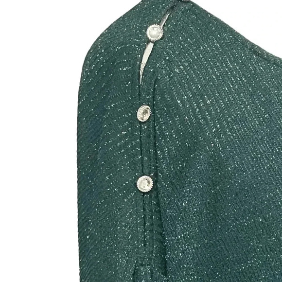 Cable & Gauge size L EUC lightweight green sweater with sparkle and buttons - Picture 6 of 11